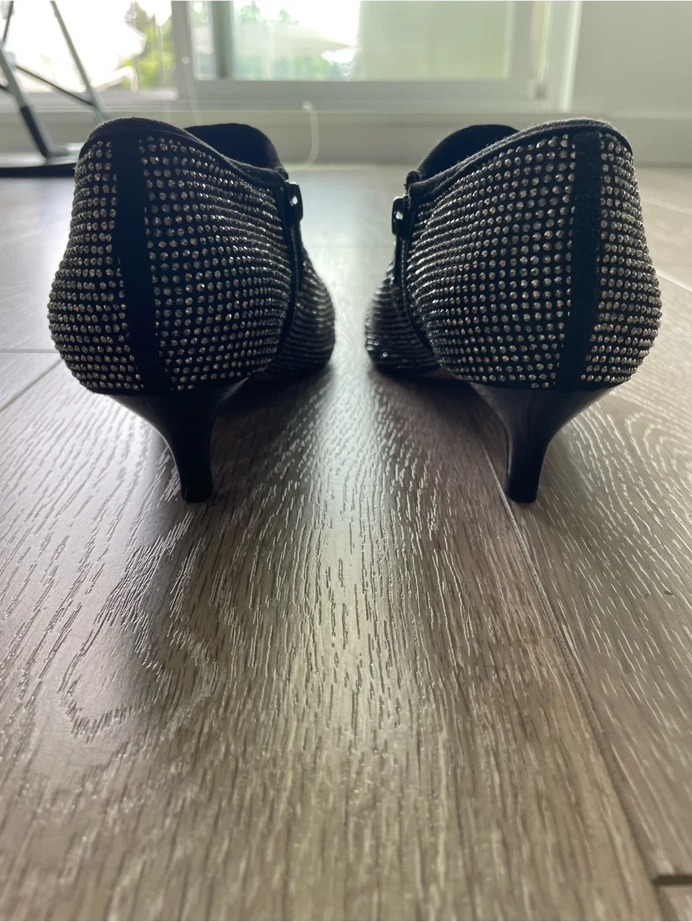 Zara Black Crystal-Embellished Pointed Kitten Heel Bootie - Picture 6 of 8